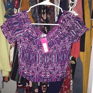 Purple tribal print crop top